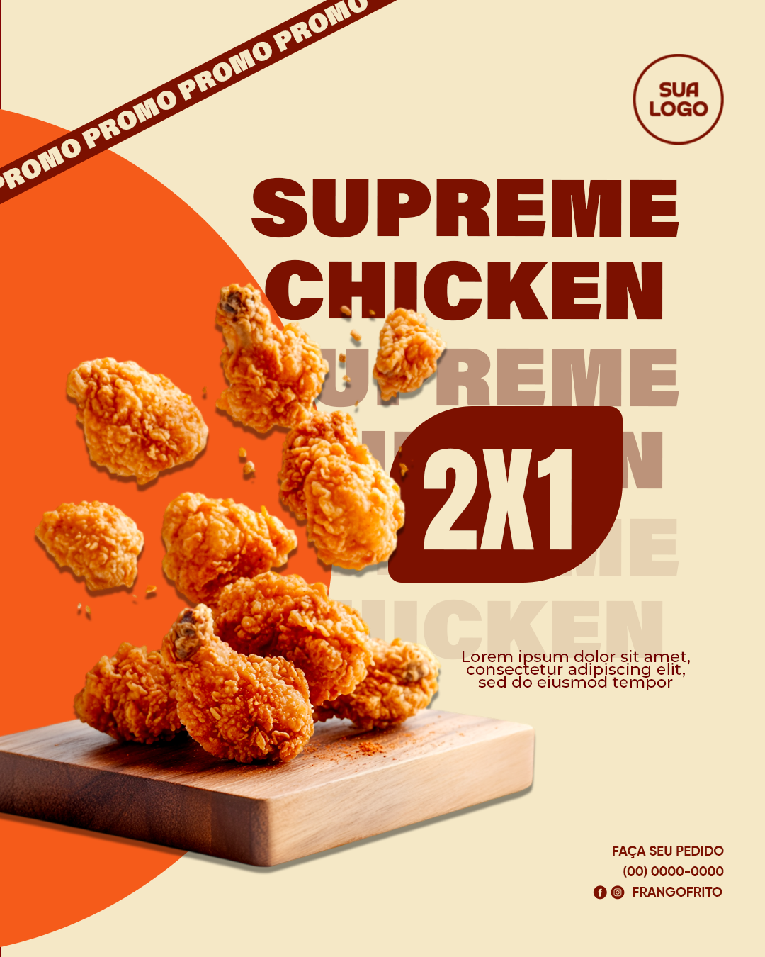 Arte pronta pra fast food de frango frito